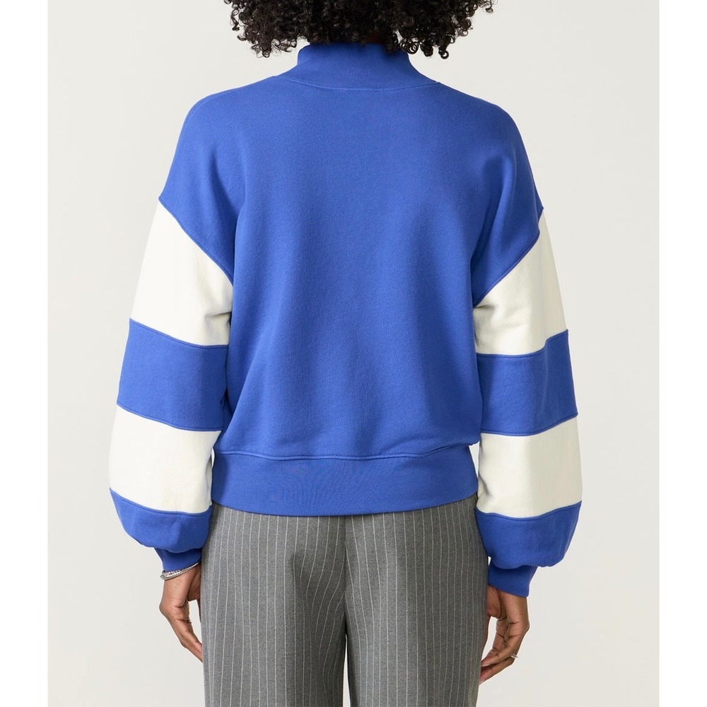 Evereve Sweatshirt Hailey Colorblock  Cobalt Blue White Small